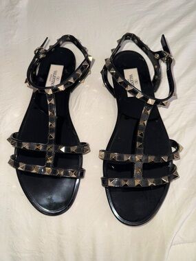 Valentino Rockstud Jelly Flat Gladiator Sandals